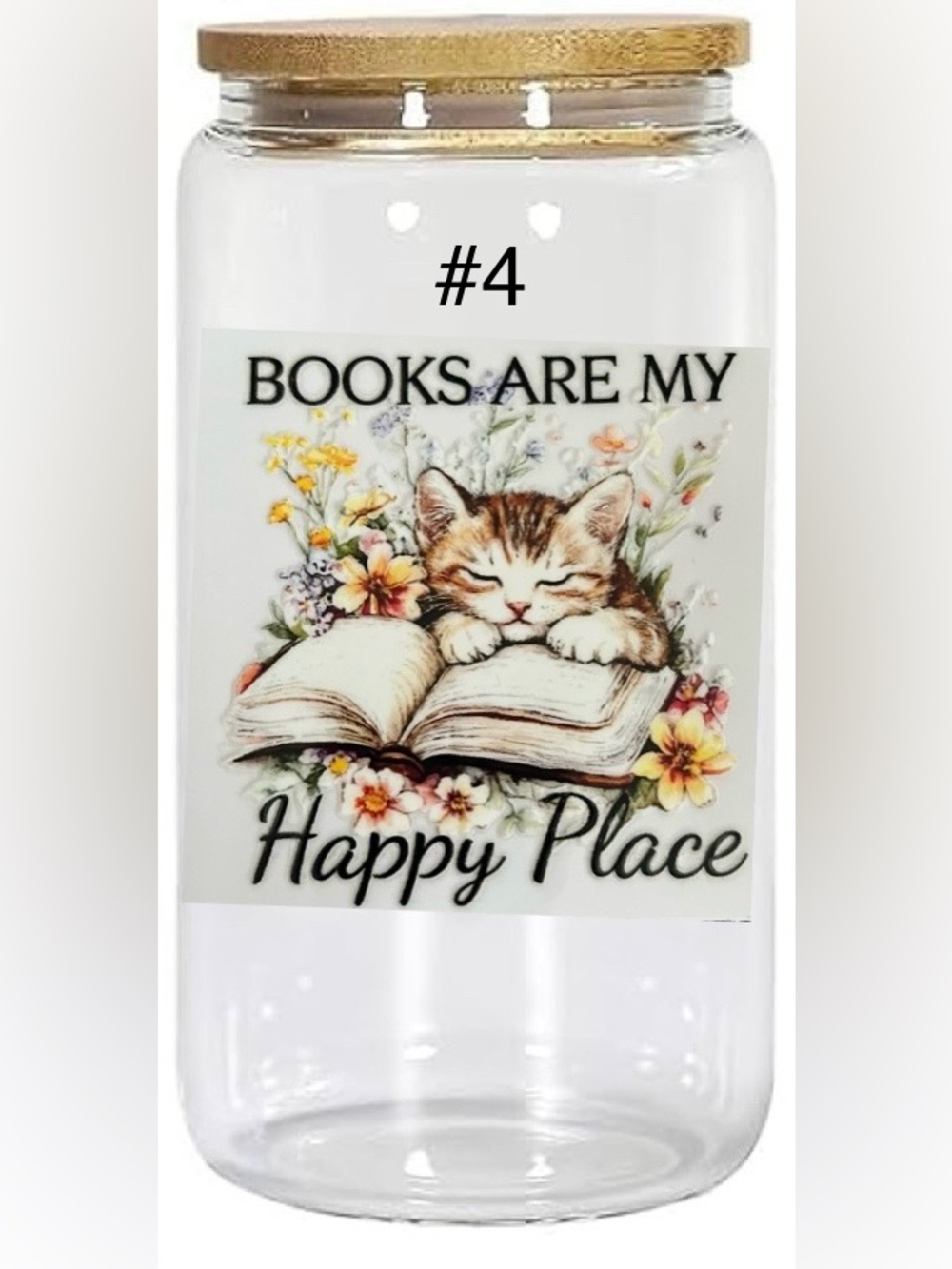 *Buy Now* book lovers cups 16 ounce glass tumbler straw and bamboo lid - Picture 4 of 15